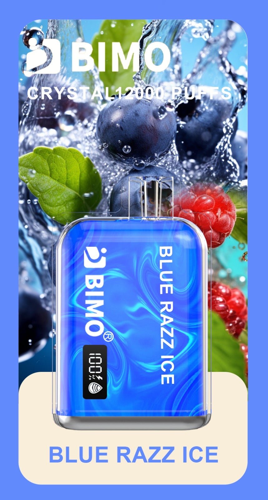 BIMO CRYSTAL BLUE RAZZ ICE 12000 PUFFS