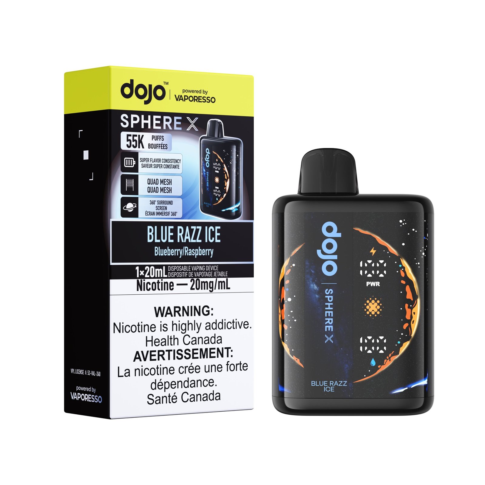 Blue Razz Ice Dojo Sphere X 55K Disposable Vape