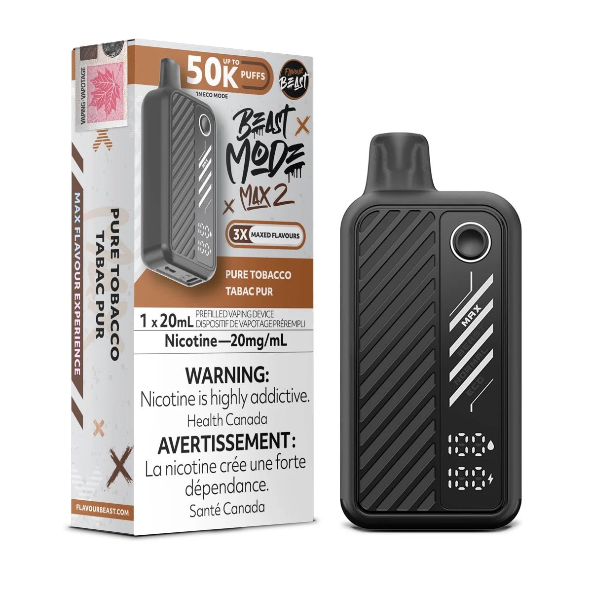 Pure Tobacco Flavour Beast Beast Mode Max 2 50K Disposable Vape