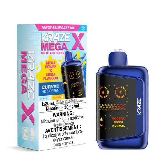 Tangy Blue Razz Ice Kraze Mega X 48K Disposable Vape
